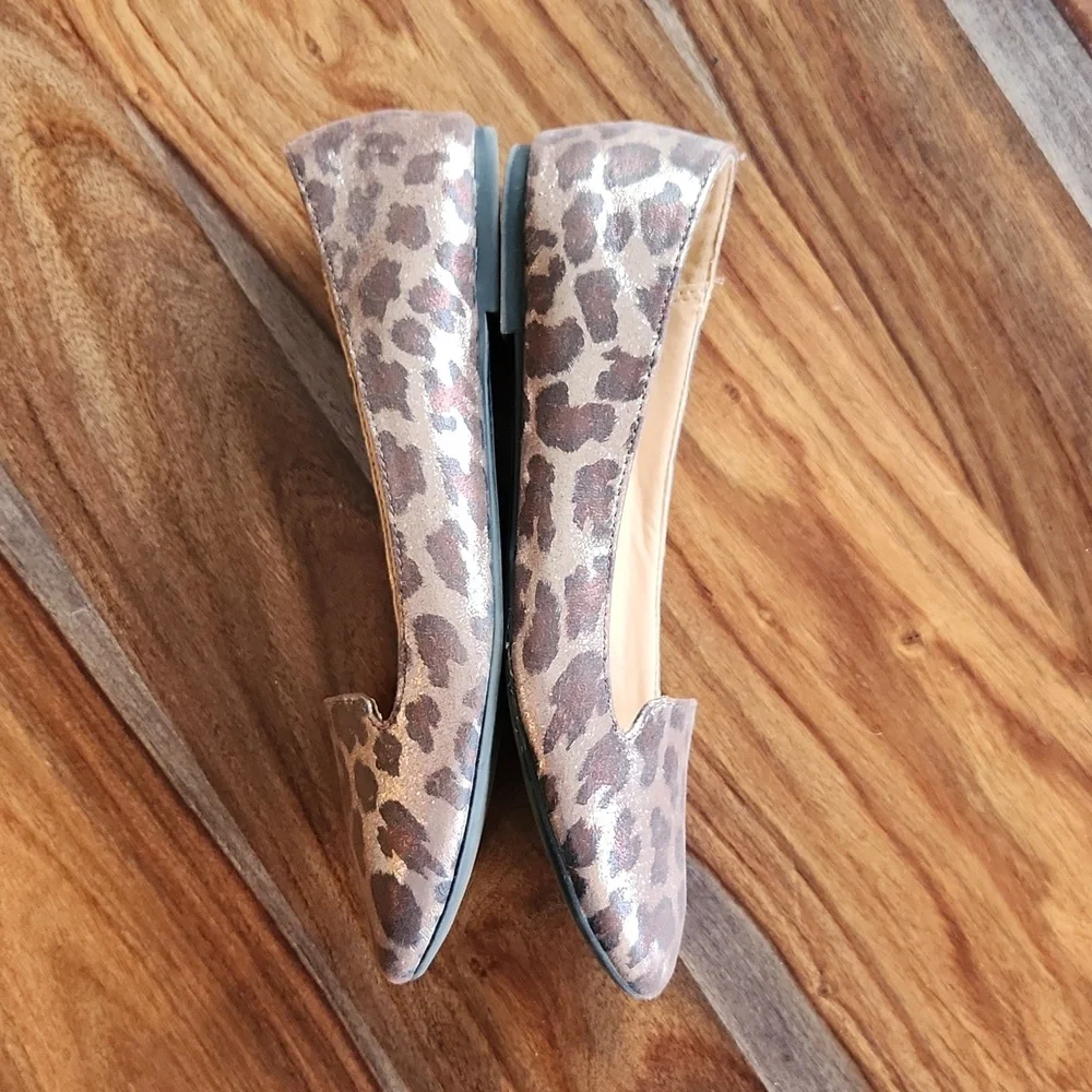 Cute Metallic Leopard Ballet Flats, Size 8, Nice, Report Brand